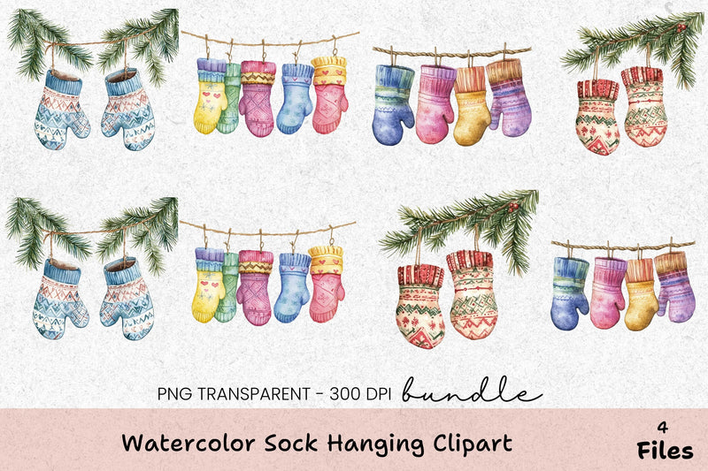 Sock Hanging Clipart Bundle for Crafts and Design - CraftNest - Digital Crafting and Art