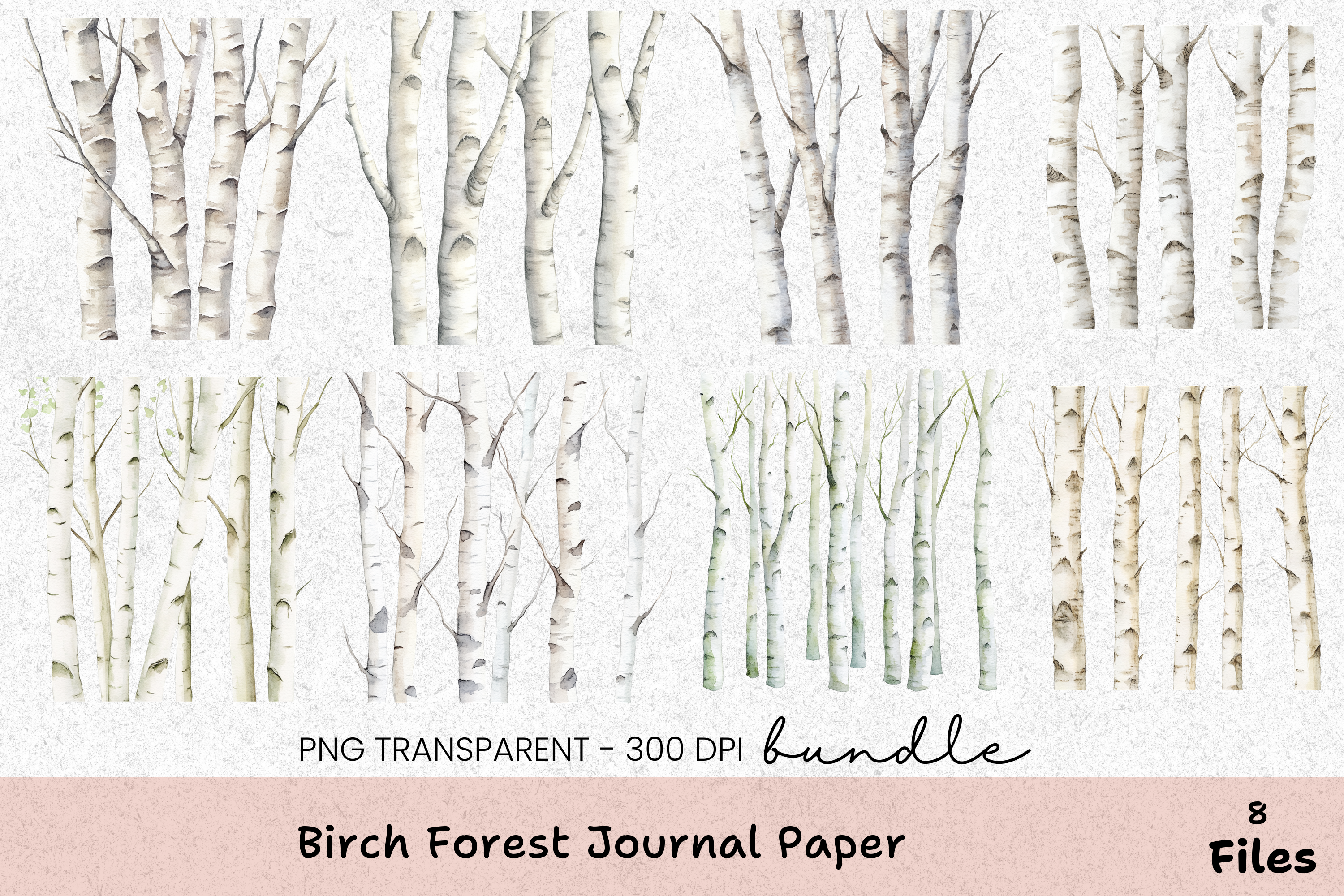 Birch Forest Paper Clipart Bundle