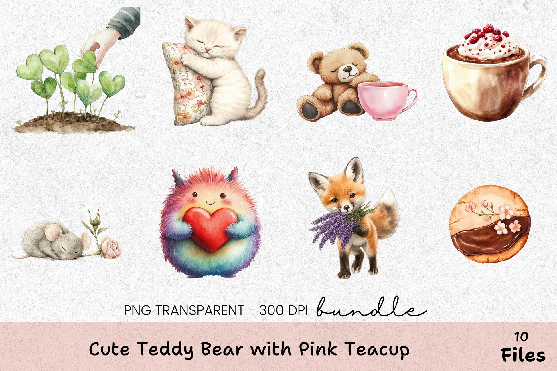 Cute Teddy Bear with Pink Teacup Clipart Bundle - CraftNest - Digital Crafting and Art