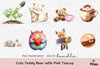 Cute Teddy Bear with Pink Teacup Clipart Bundle