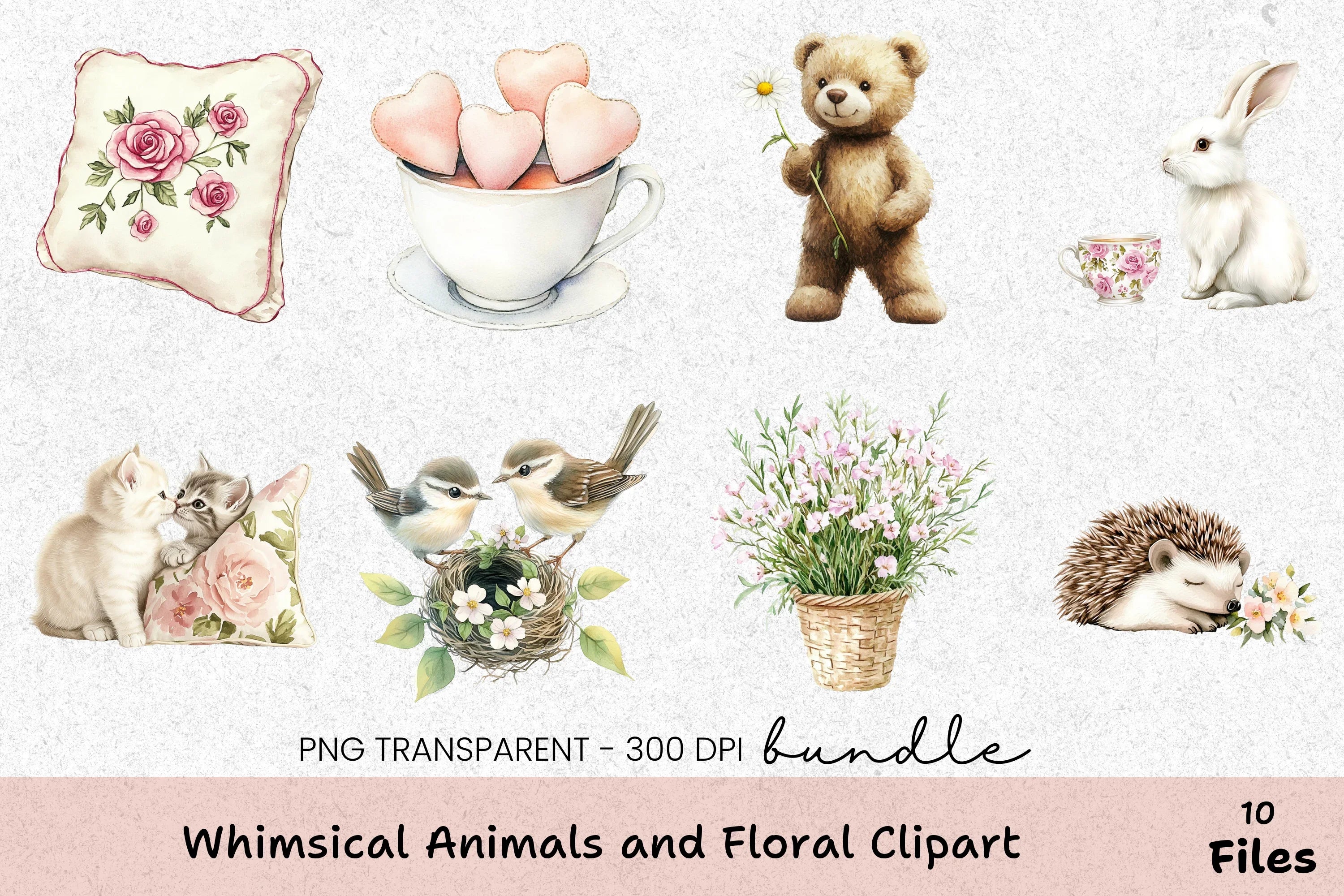 Whimsical Animals and Floral Clipart Bundle - CraftNest - Digital Crafting and Art