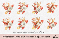 Santa and Reindeer in Space Clipart Bundle - CraftNest - Digital Crafting and Art