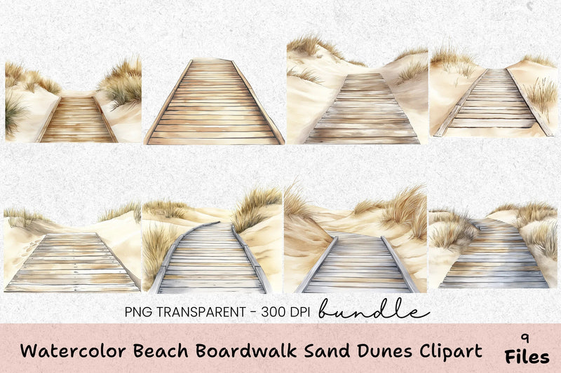 Beach Boardwalk Sand Dunes Clipart Bundle - CraftNest - Digital Crafting and Art