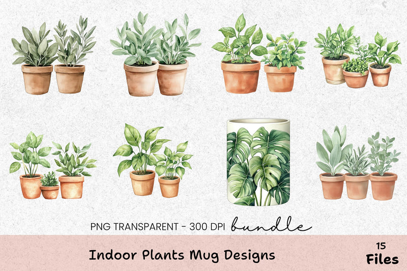 Indoor Plant Design Mug Wrap Bundle - CraftNest - Digital Crafting and Art