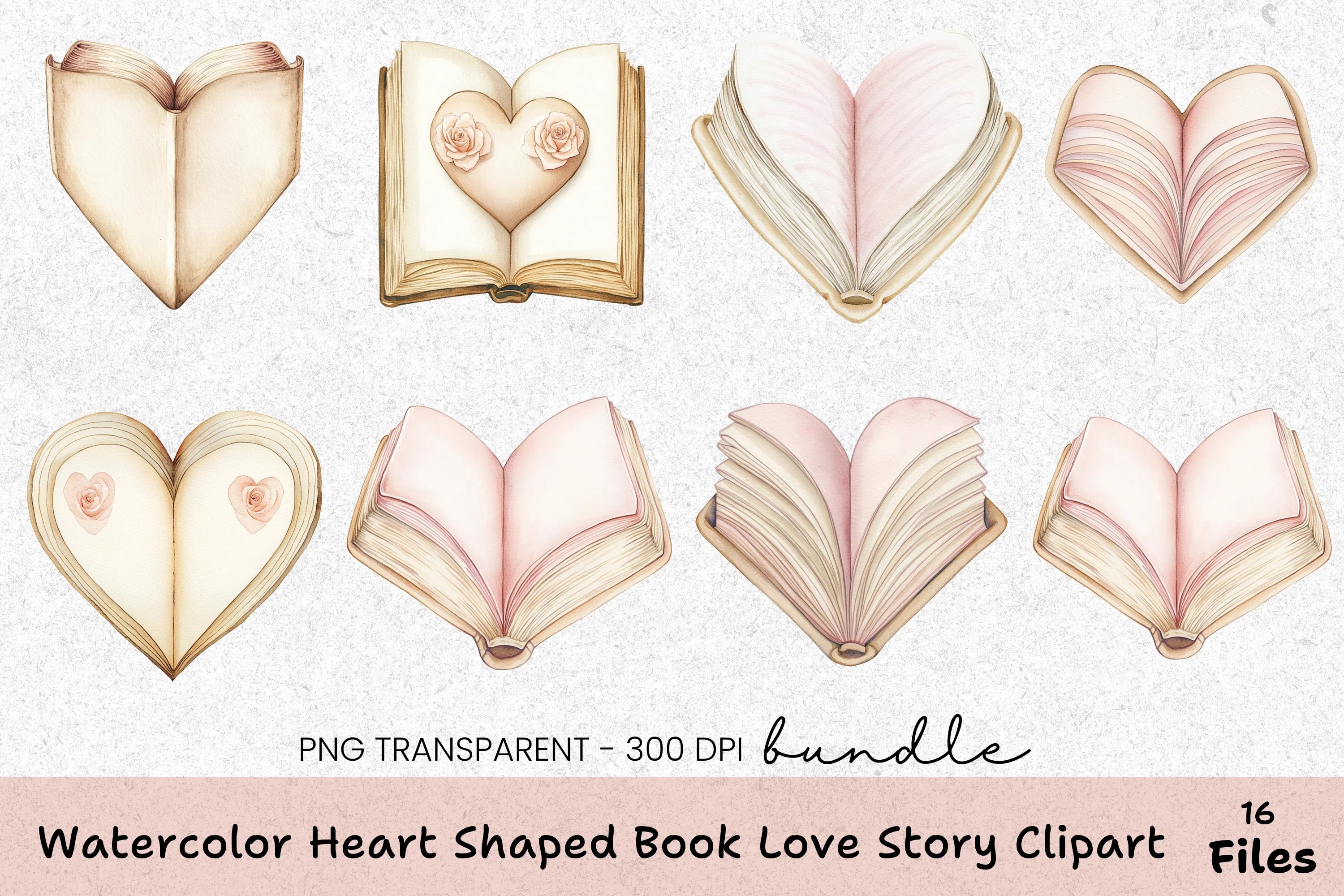 Heart Shaped Book Love Story Clipart Bundle - CraftNest - Digital Crafting and Art