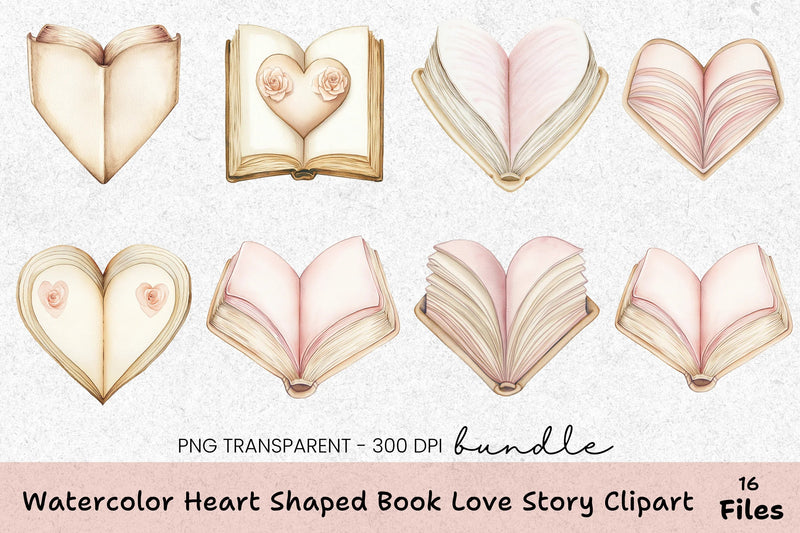 Heart Shaped Book Love Story Clipart Bundle - CraftNest - Digital Crafting and Art
