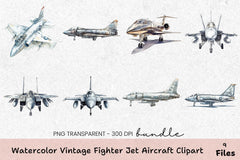 Vintage Fighter Jet Aircraft Clipart Bundle - CraftNest - Digital Crafting and Art