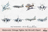 Vintage Fighter Jet Aircraft Clipart Bundle