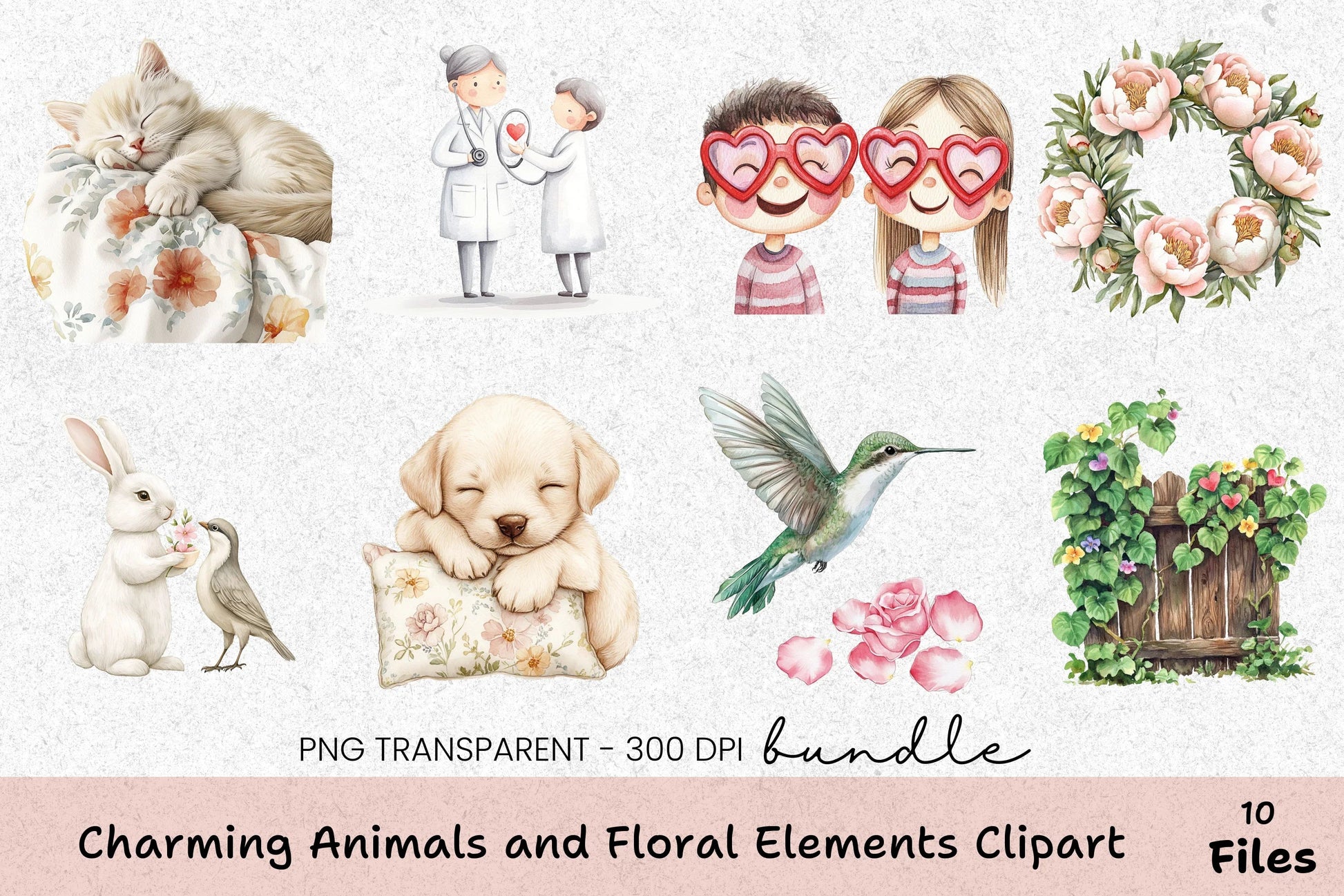 Charming Animals and Floral Elements Clipart Bundle - CraftNest - Digital Crafting and Art