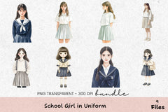 School Girl Uniform Clipart Bundle - CraftNest - Digital Crafting and Art