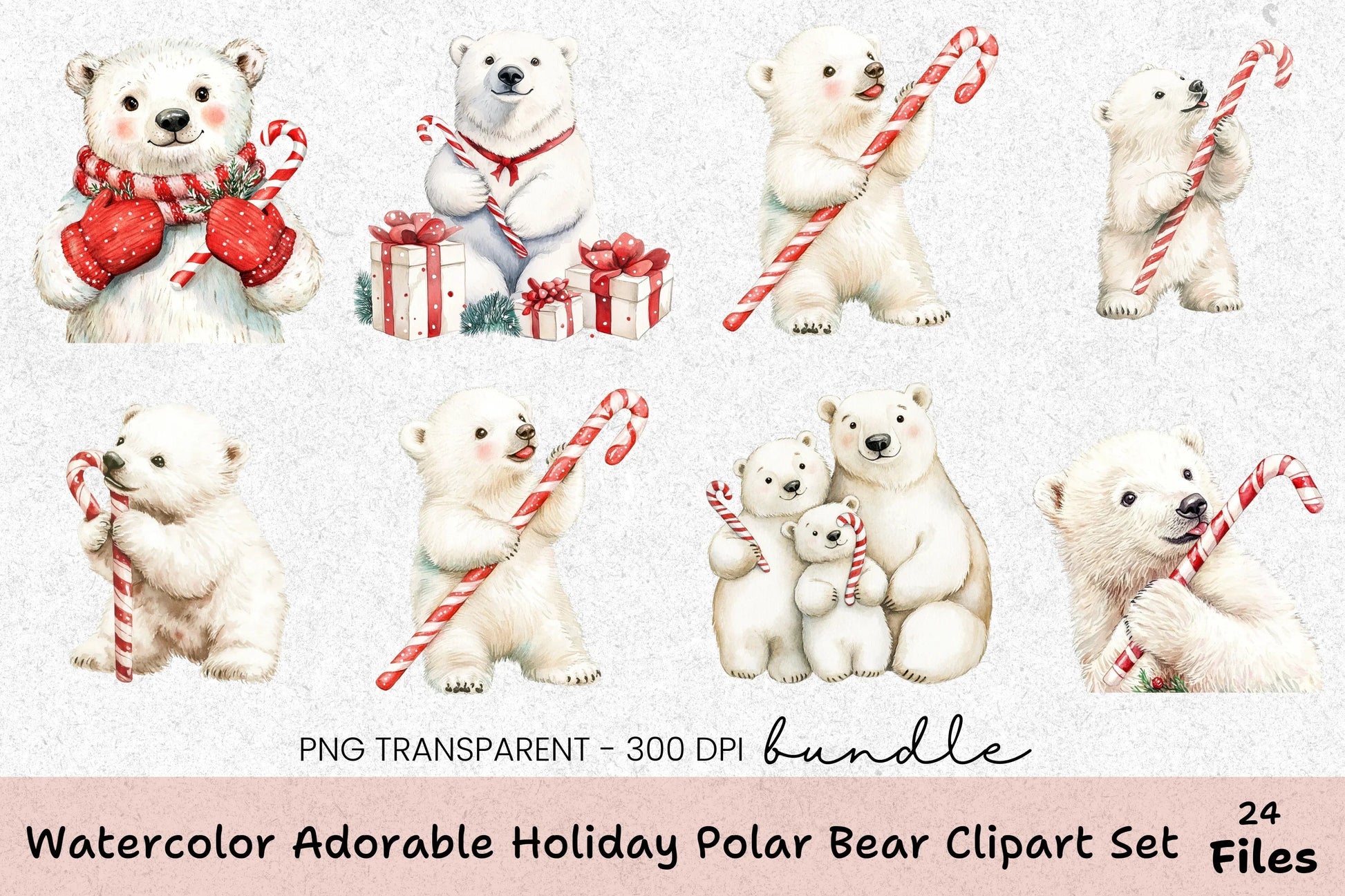 Adorable Holiday Polar Bear Clipart Bundle - CraftNest - Digital Crafting and Art