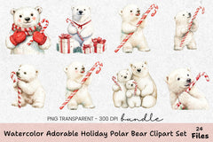 Adorable Holiday Polar Bear Clipart Bundle - CraftNest - Digital Crafting and Art