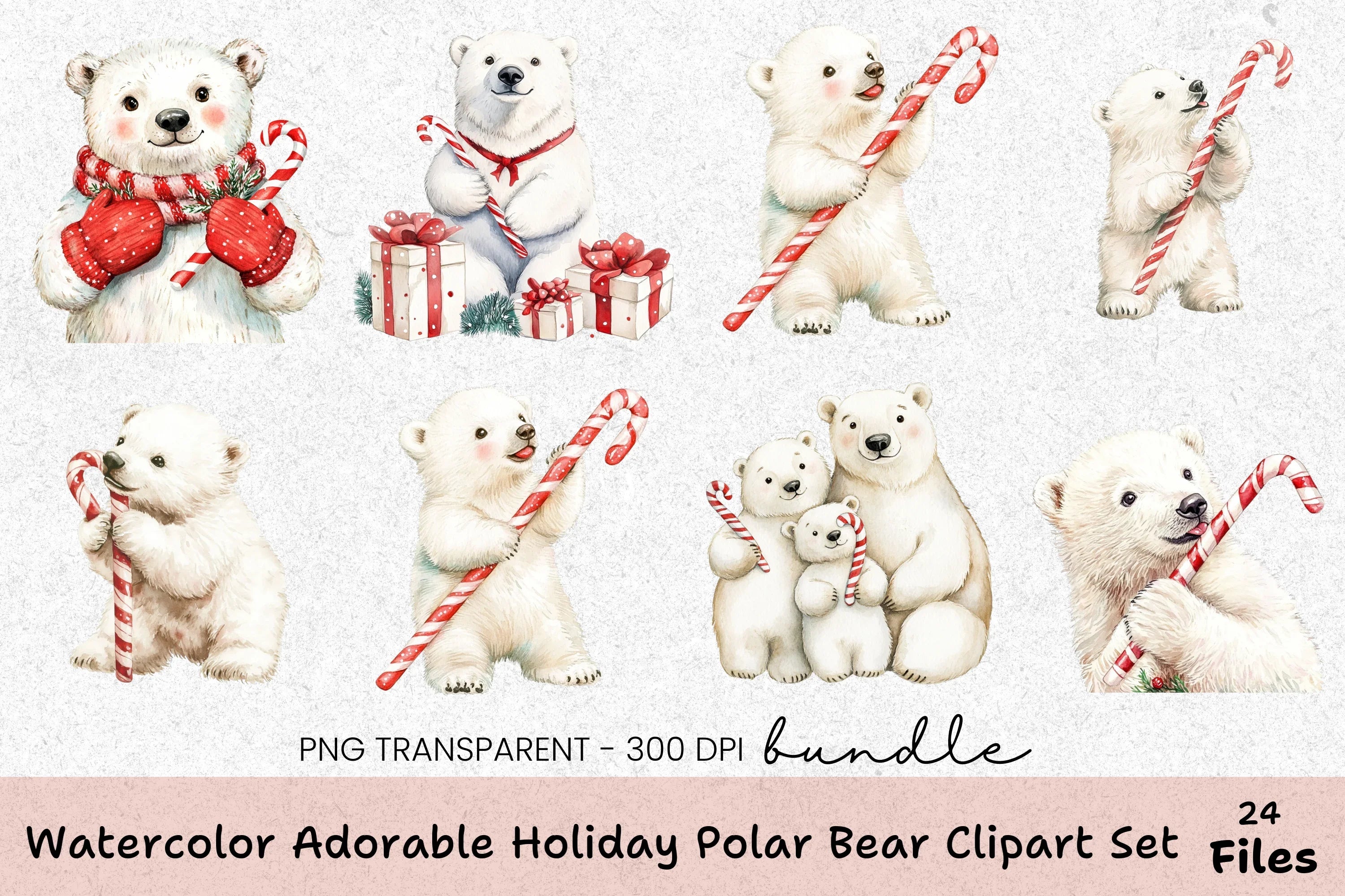 Adorable Holiday Polar Bear Clipart Bundle - CraftNest - Digital Crafting and Art