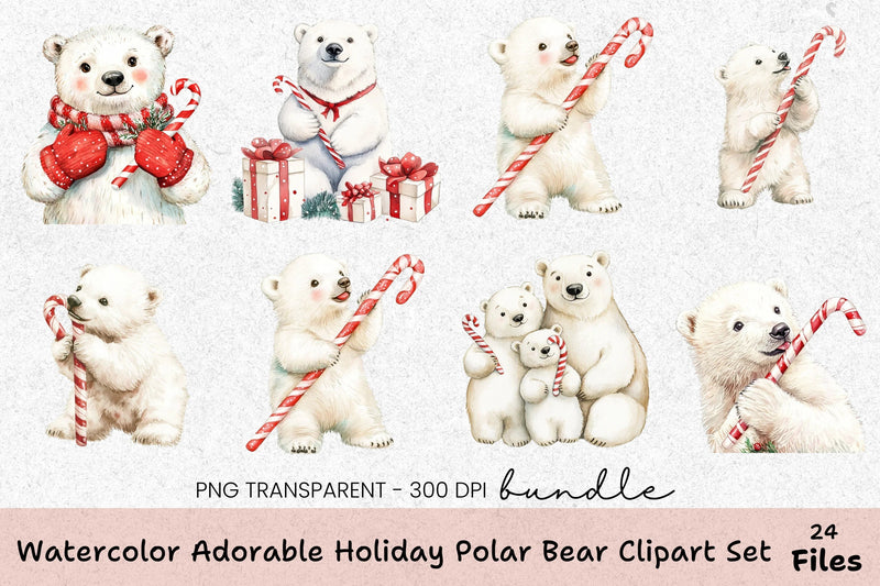 Adorable Holiday Polar Bear Clipart Bundle - CraftNest - Digital Crafting and Art