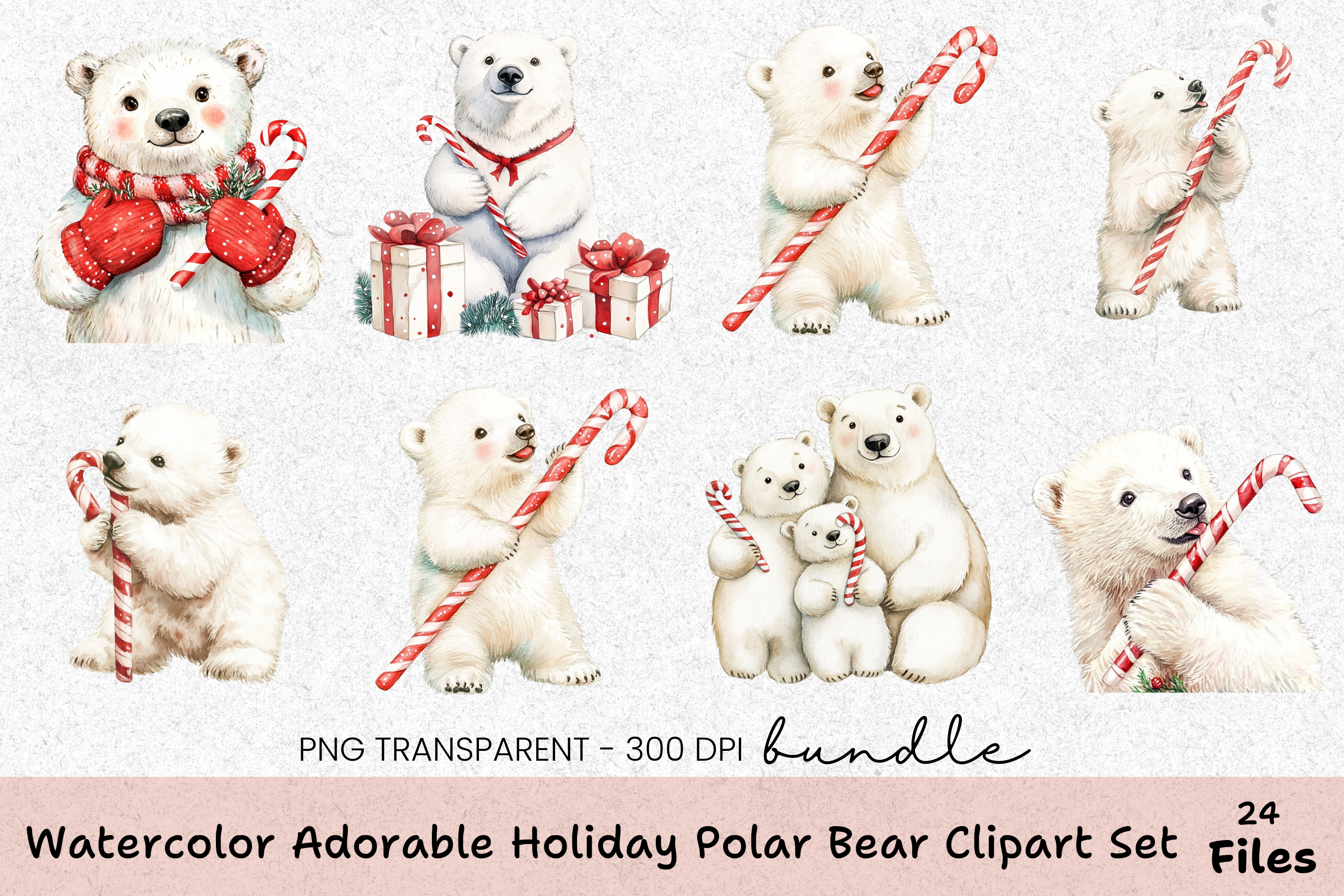 Adorable Holiday Polar Bear Clipart Bundle