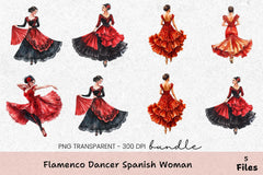 Flamenco Dancer Spanish Woman Clipart Bundle - CraftNest - Digital Crafting and Art