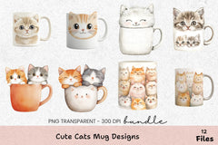 Cute Cats Mug Wrap Design Bundle - CraftNest - Digital Crafting and Art