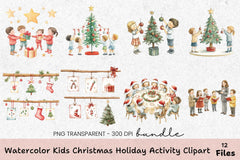 Kids Christmas Holiday Activity Clipart Bundle - CraftNest - Digital Crafting and Art