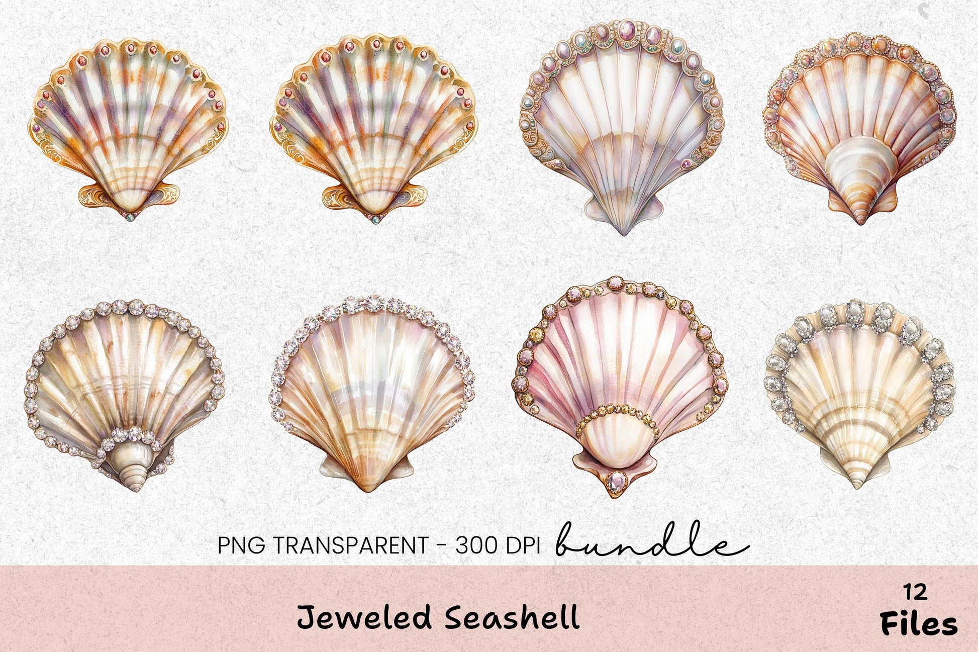 Jeweled Seashell Clipart Bundle - CraftNest - Digital Crafting and Art