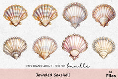 Jeweled Seashell Clipart Bundle - CraftNest - Digital Crafting and Art