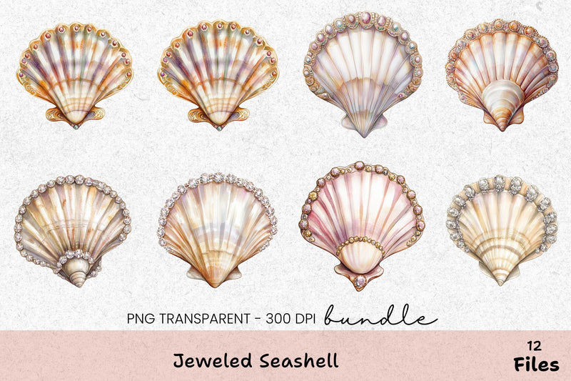 Jeweled Seashell Clipart Bundle - CraftNest - Digital Crafting and Art