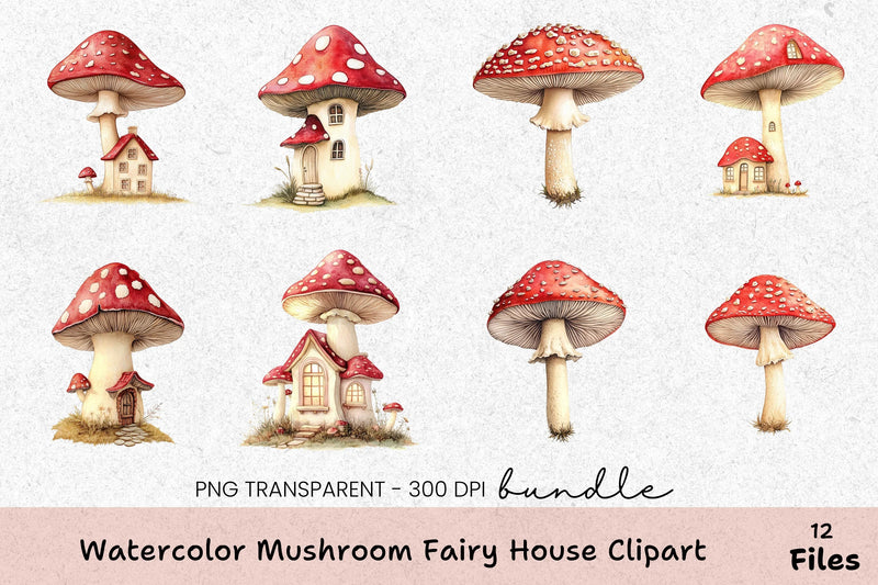 Mushroom Fairy House Clipart Bundle - CraftNest - Digital Crafting and Art