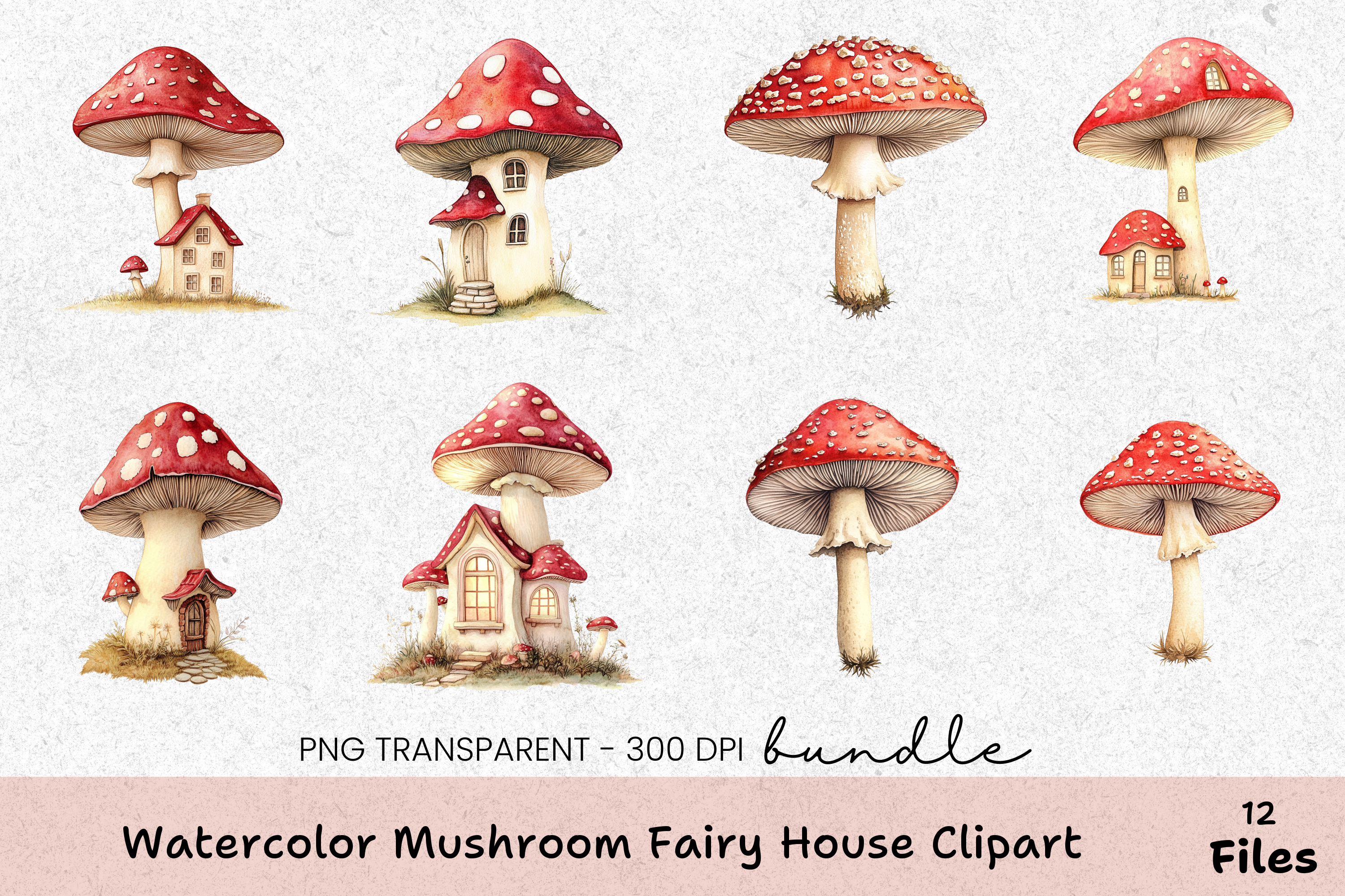Mushroom Fairy House Clipart Bundle