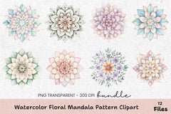 Floral Mandala Pattern Clipart Bundle - CraftNest - Digital Crafting and Art