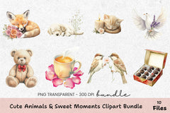 Cute Animals & Sweet Moments Clipart Bundle - CraftNest - Digital Crafting and Art
