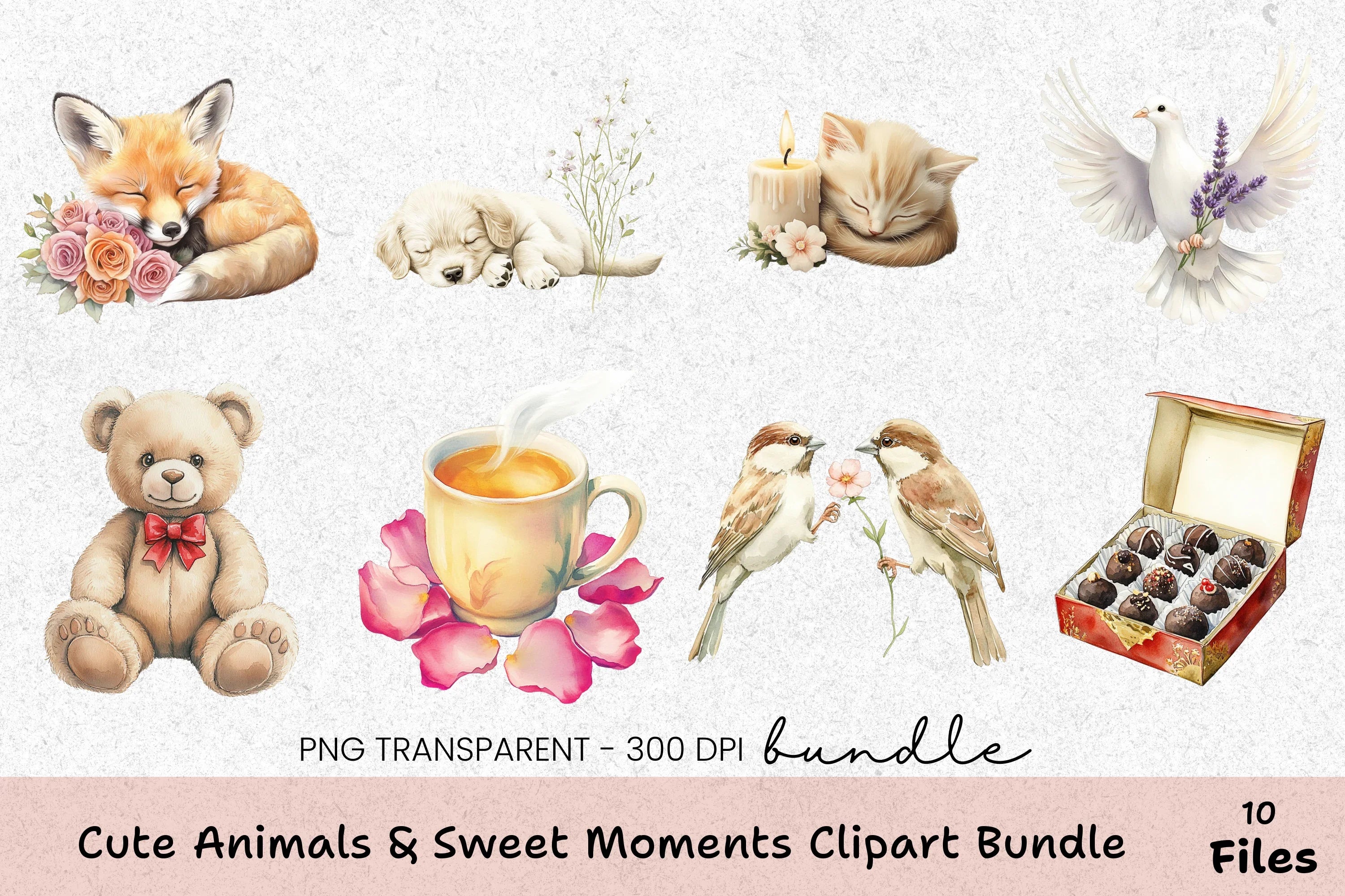Cute Animals & Sweet Moments Clipart Bundle - CraftNest - Digital Crafting and Art