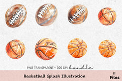Basketball Splash Illustration Clipart Bundle - CraftNest - Digital Crafting and Art