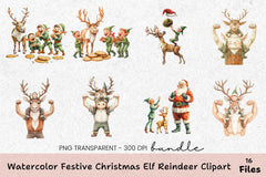 Festive Christmas Elf Reindeer Clipart Bundle - CraftNest - Digital Crafting and Art