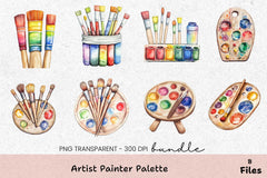 Artist Painter Palette Clipart Bundle - CraftNest - Digital Crafting and Art