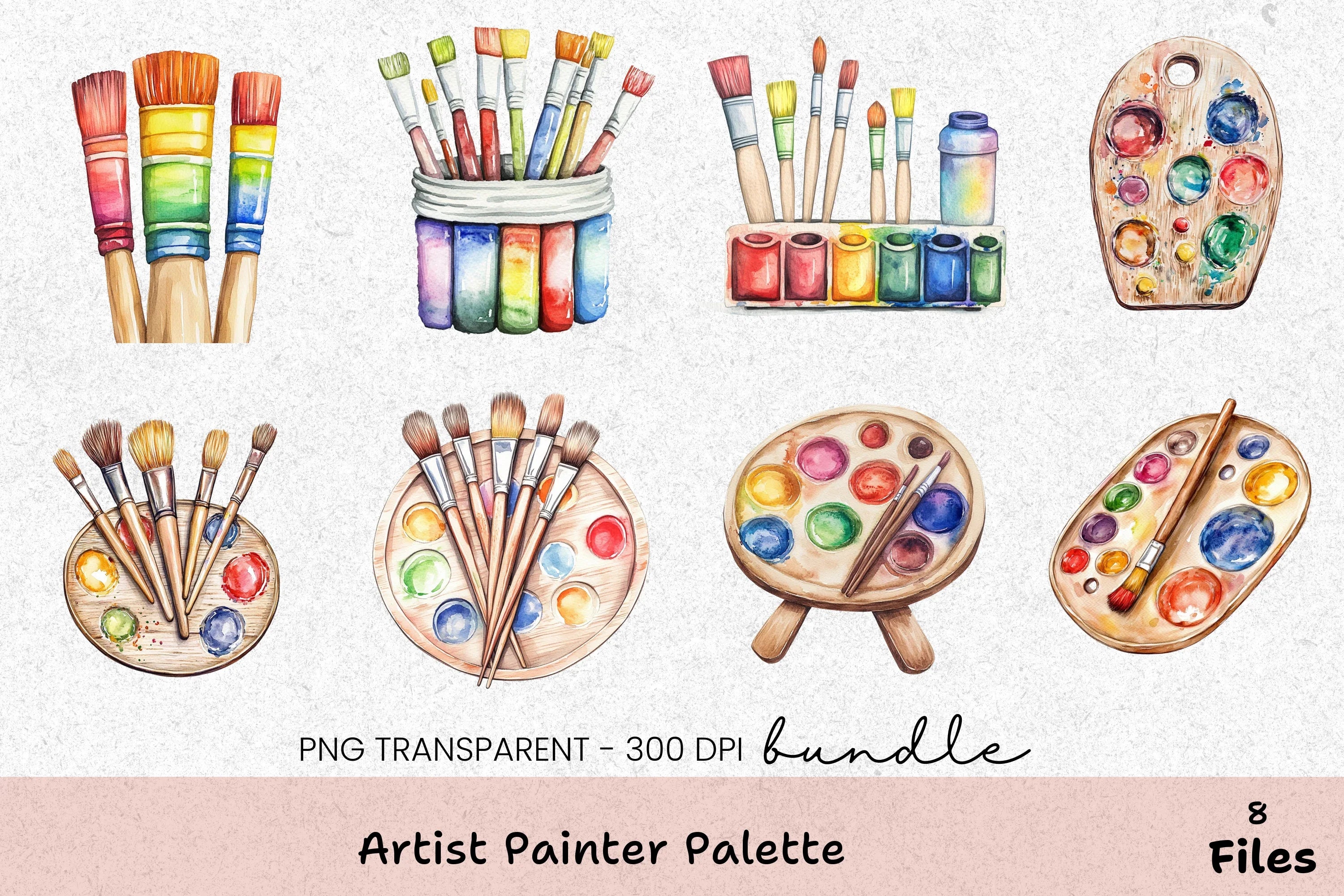 Artist Painter Palette Clipart Bundle - CraftNest - Digital Crafting and Art