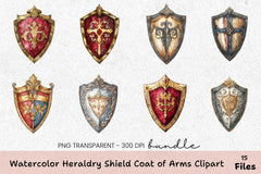 Heraldry Shield Coat of Arms Clipart Bundle - CraftNest - Digital Crafting and Art