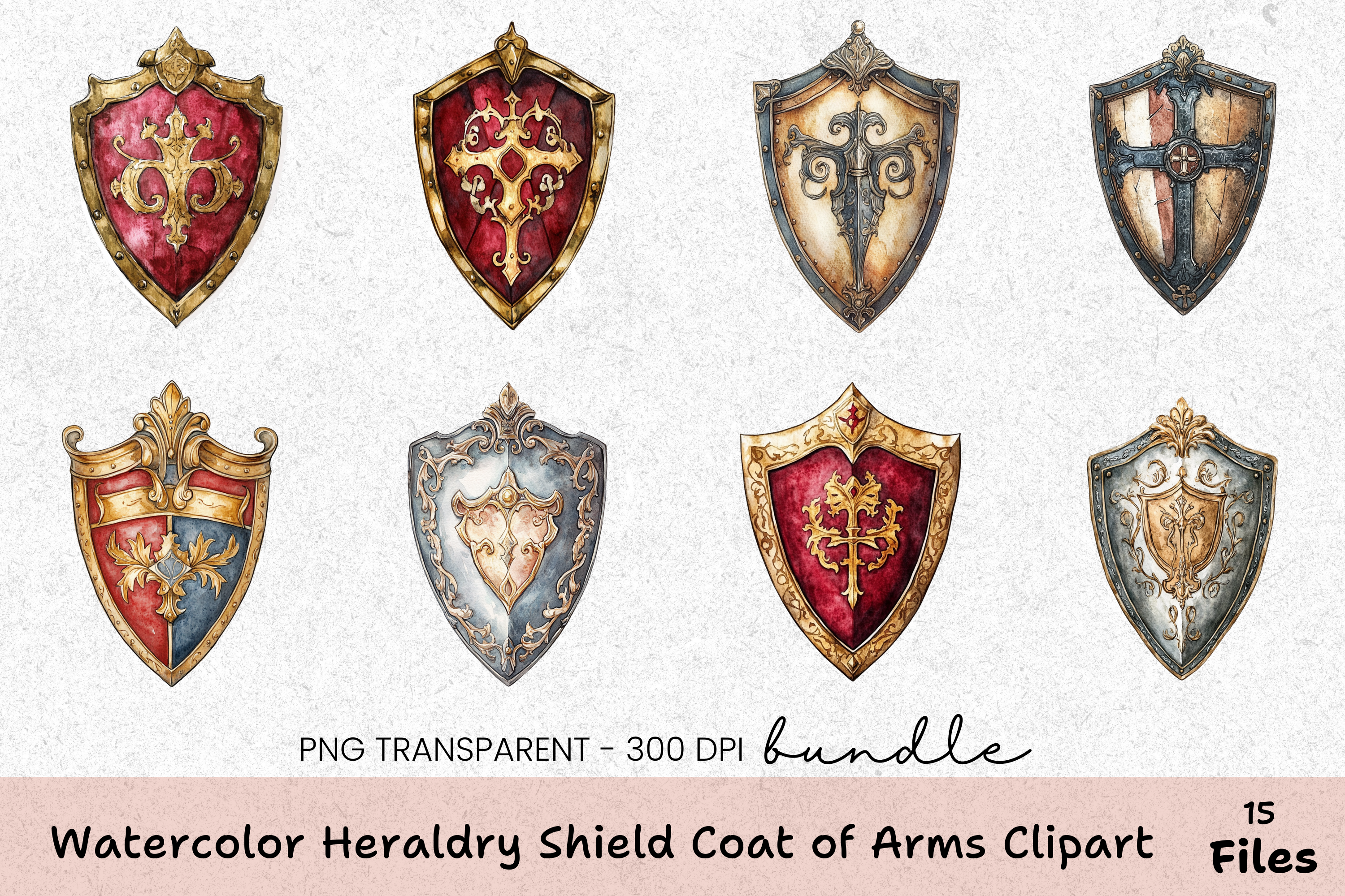 Heraldry Shield Coat of Arms Clipart Bundle