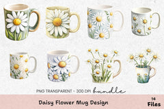 Daisy Flower Design Mug Wrap Bundle - CraftNest - Digital Crafting and Art