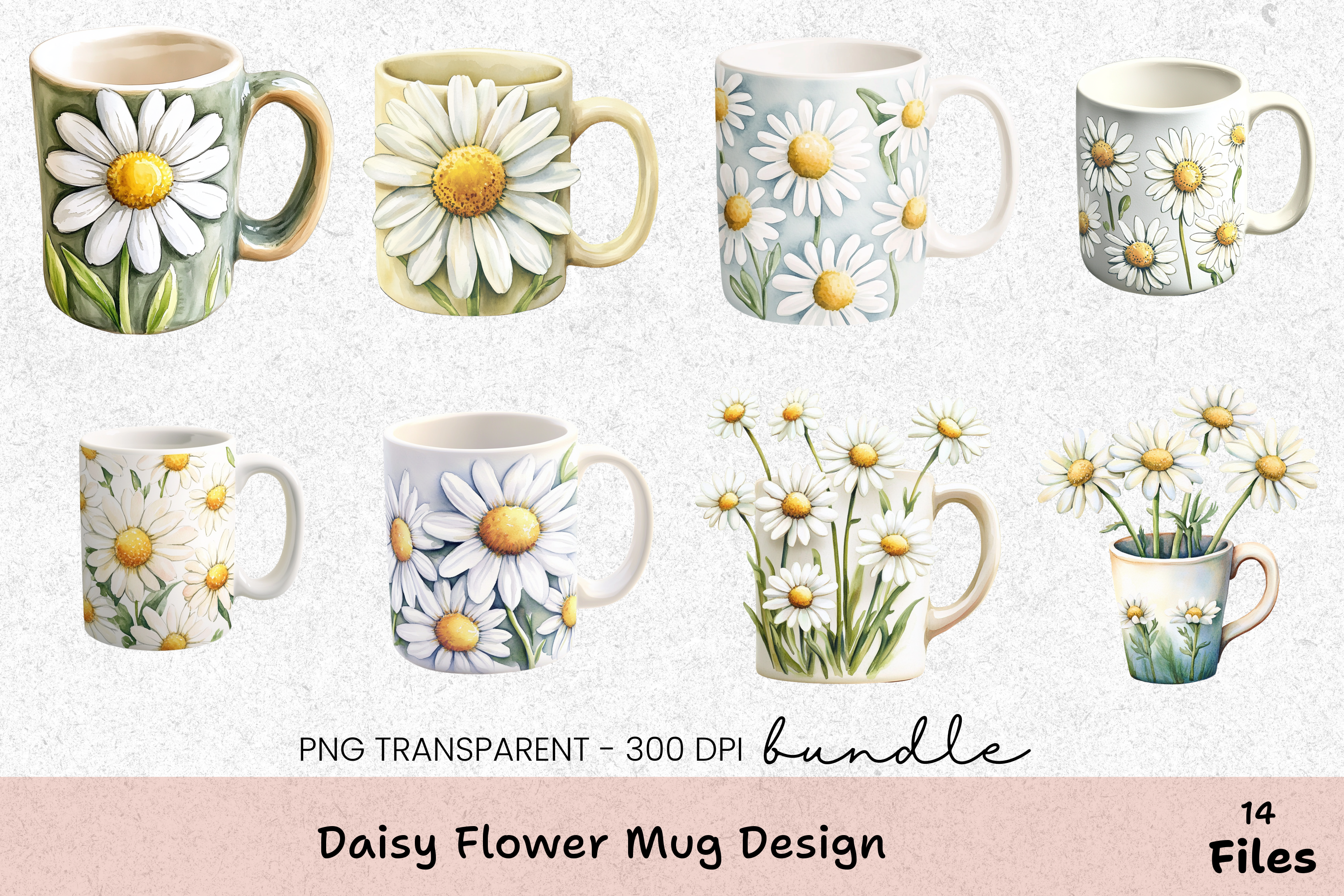 Daisy Flower Design Mug Wrap Bundle