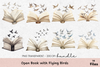 Open Book with Flying Birds Clipart Bundle