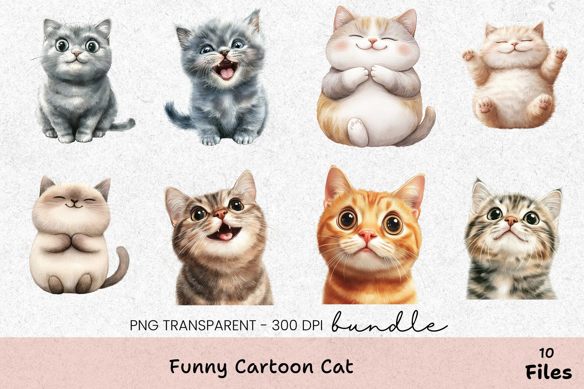 Funny Cartoon Cat Clipart Bundle - CraftNest - Digital Crafting and Art