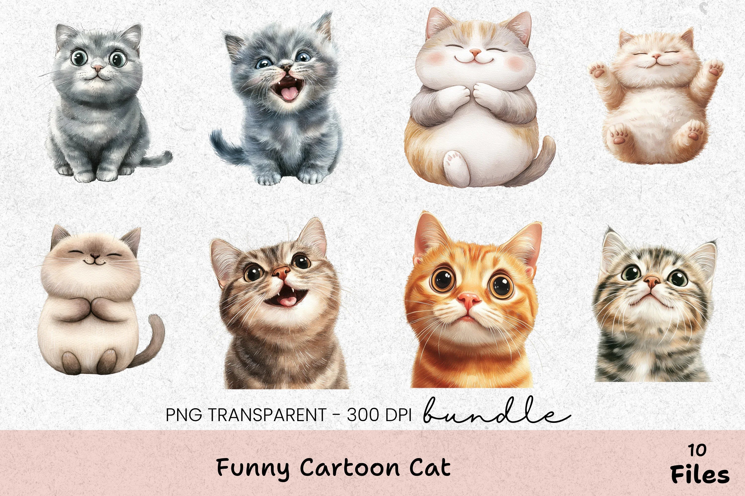 Funny Cartoon Cat Clipart Bundle - CraftNest - Digital Crafting and Art