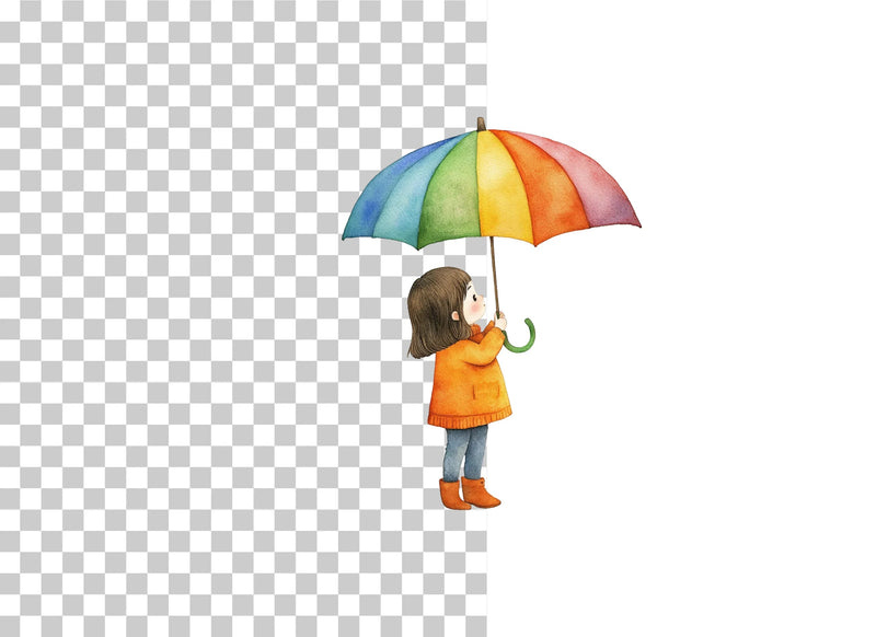 Girl with Rainbow Umbrella Clipart Bundle - CraftNest - Digital Crafting and Art