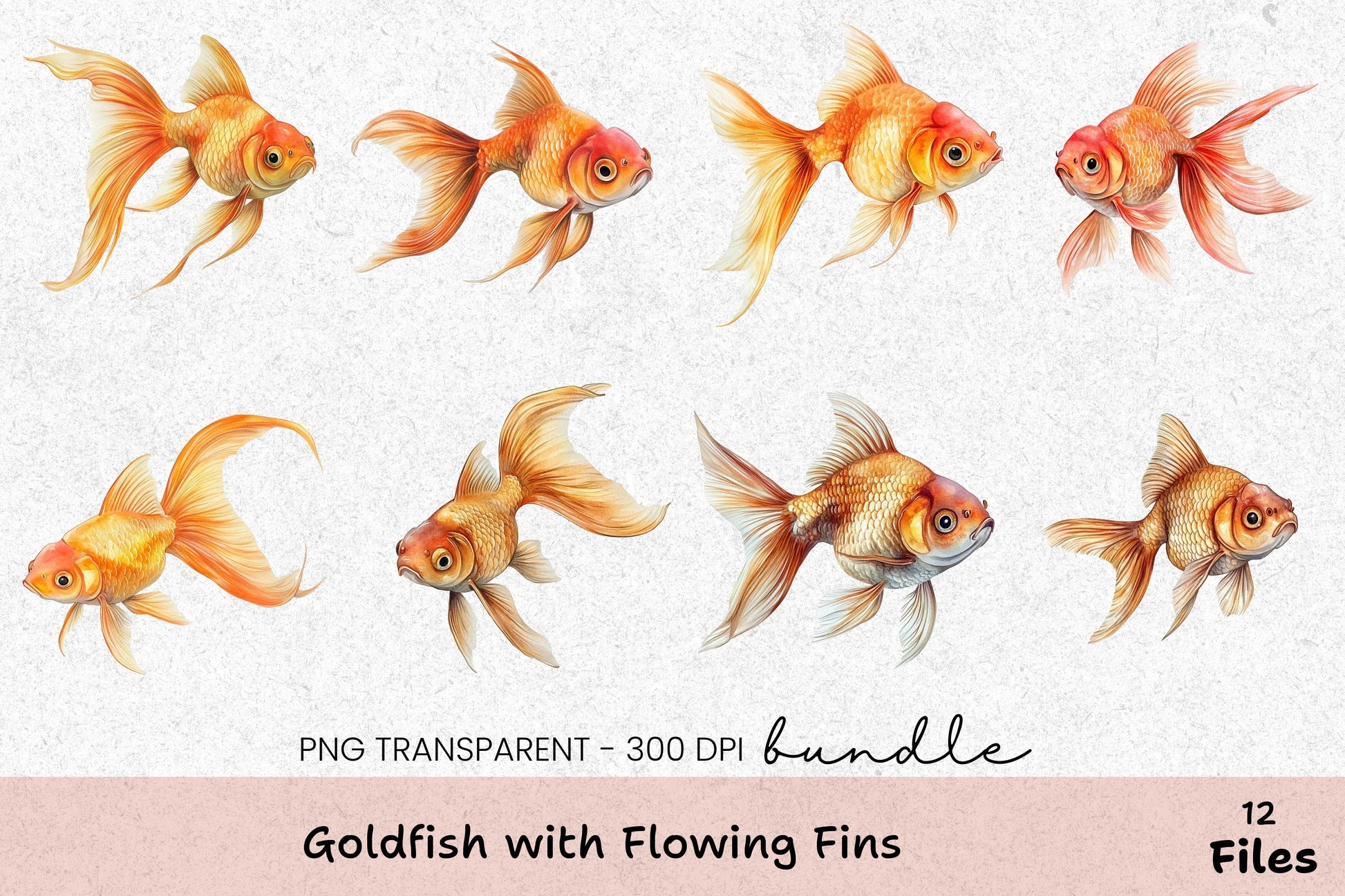 Goldfish with Flowing Fins Clipart Bundle - CraftNest - Digital Crafting and Art
