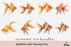 Goldfish with Flowing Fins Clipart Bundle - CraftNest - Digital Crafting and Art