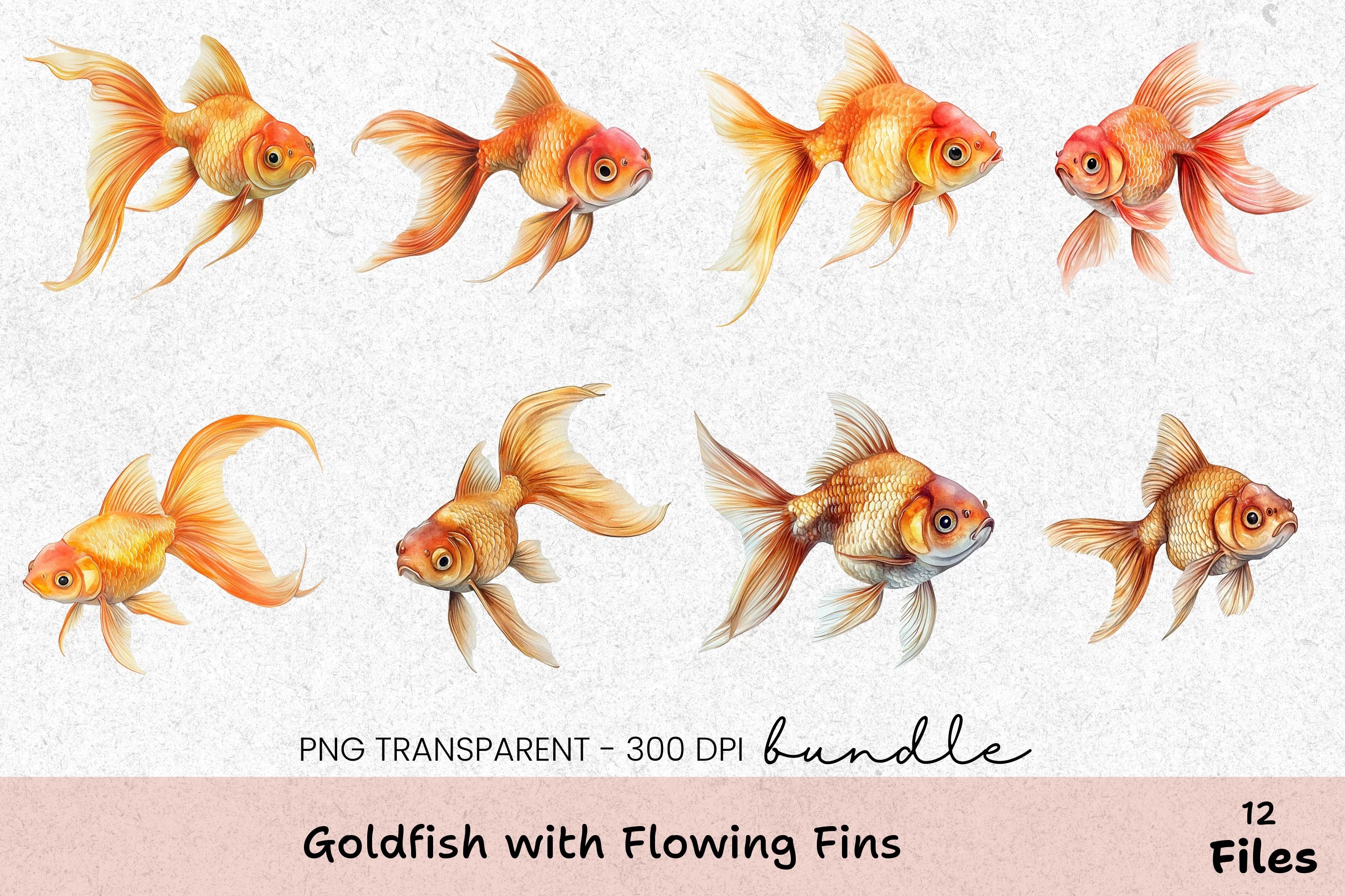 Goldfish with Flowing Fins Clipart Bundle - CraftNest - Digital Crafting and Art