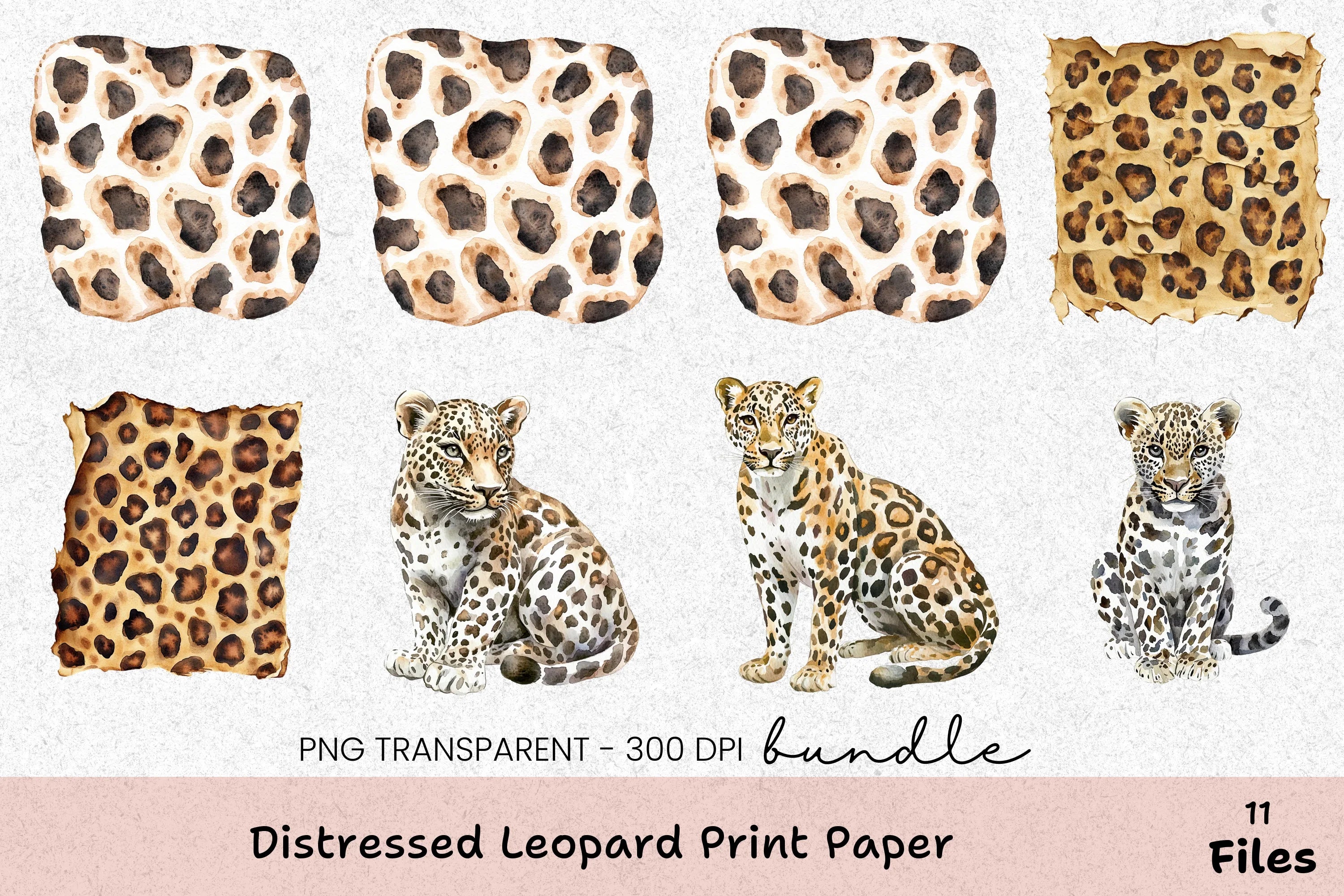 Distressed Leopard Print Clipart Bundle - CraftNest - Digital Crafting and Art
