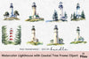 Lighthouse with Coastal Tree Frame Clipart Bundle