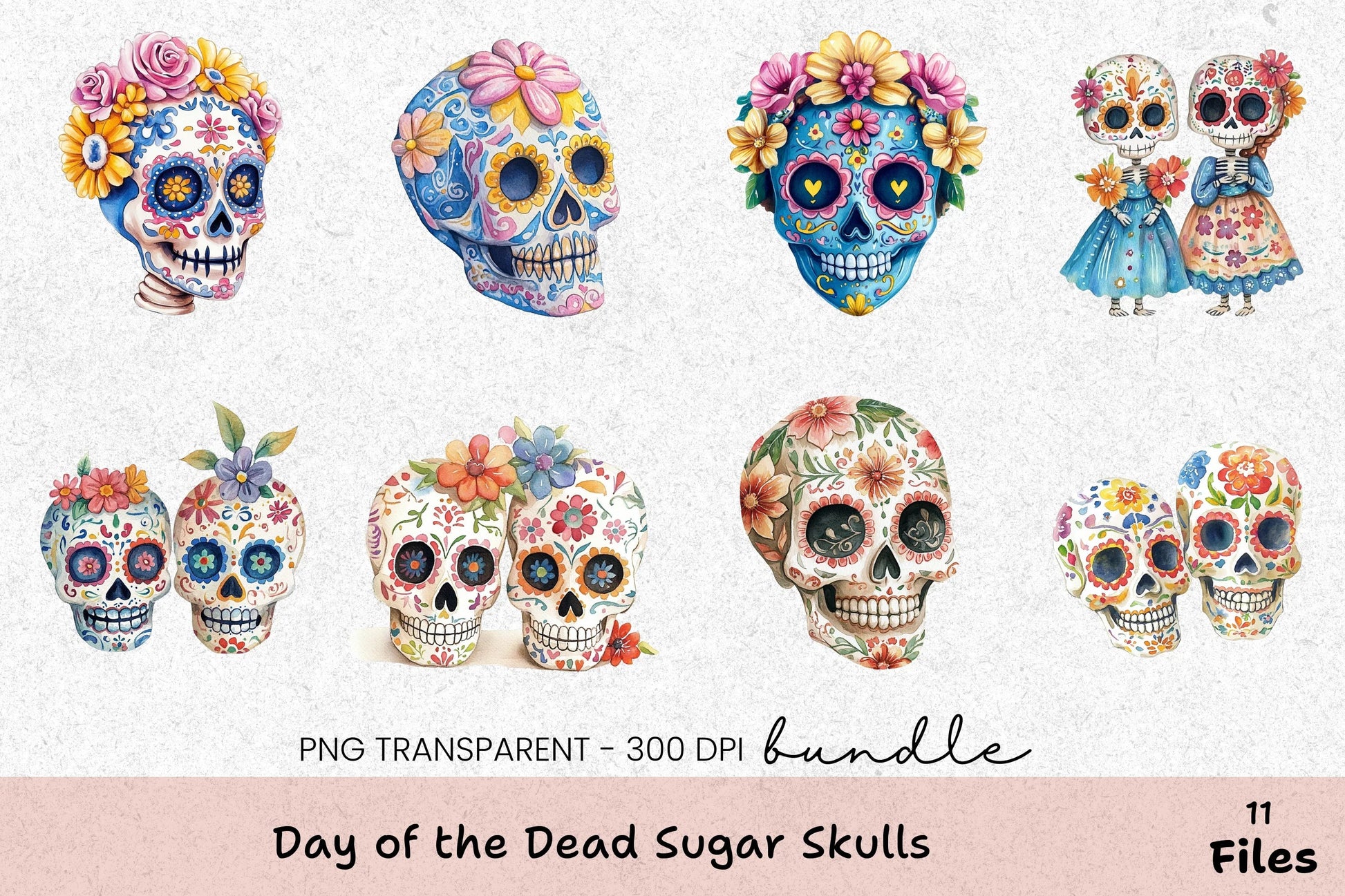 Day of the Dead Sugar Skulls Clipart Bundle - CraftNest - Digital Crafting and Art