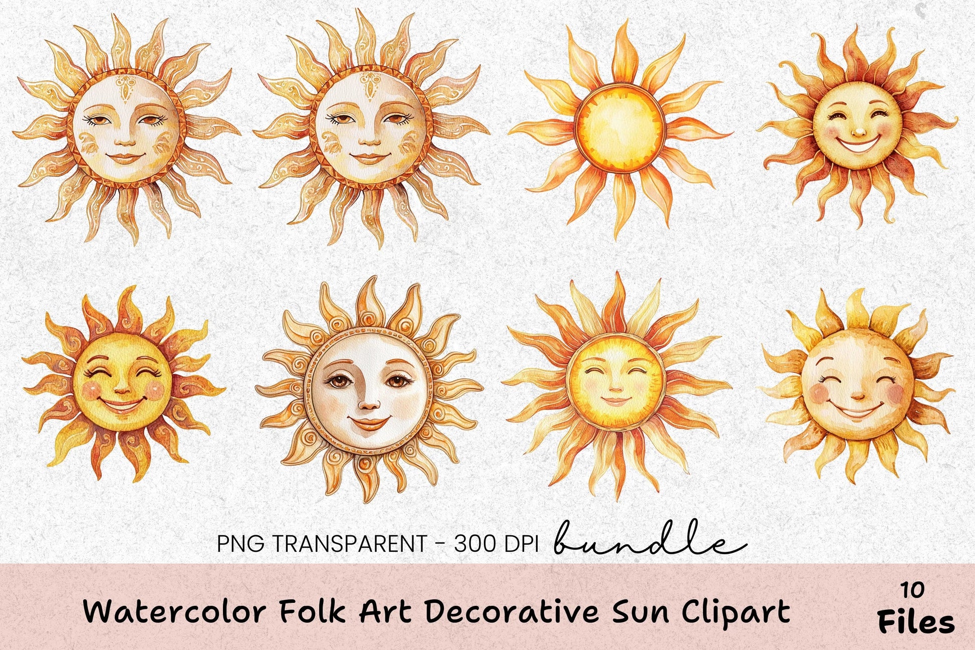 Folk Art Decorative Sun Clipart Bundle - CraftNest - Digital Crafting and Art