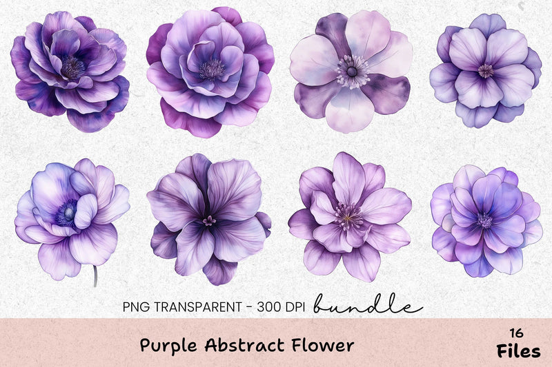 Purple Abstract Flower Clipart Bundle - CraftNest - Digital Crafting and Art